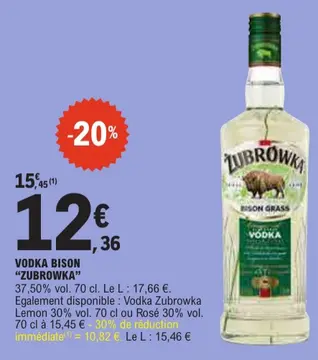 Offre: VODKA BISON "ZUBROWKA"
