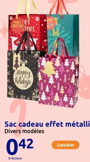 Offre: Sac cadeau effet métallique