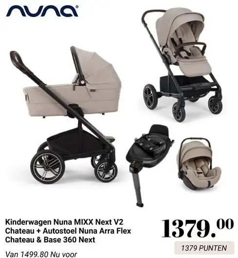 Aanbieding: Kinderwagen MIXX Next V2 Chateau + Autostoel Arra Flex Chateau & Base 360 Next