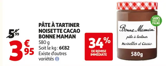 Offre: Pâte à tartiner noisette cacao