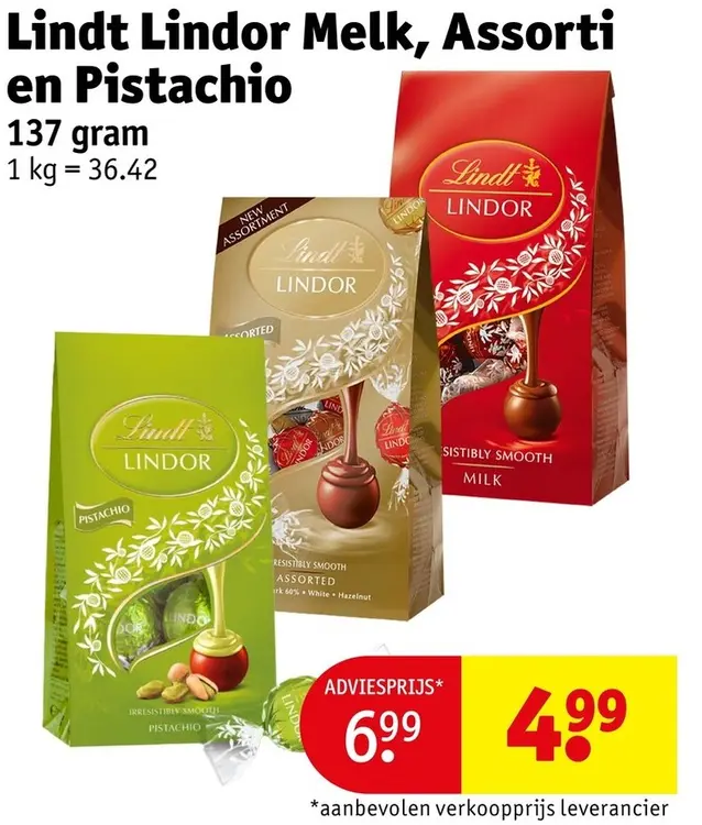 Promotie: Lindor Melk, Assorti en Pistachio