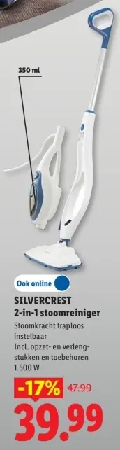 Aanbieding: 2-in-1 stoomreiniger