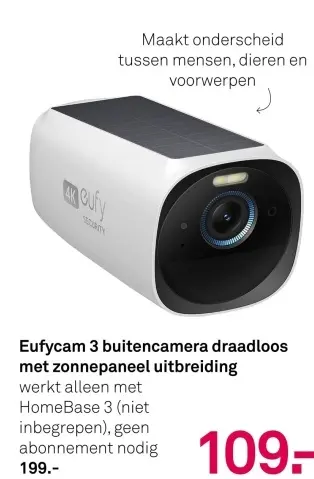 Aanbieding: Eufycam 3 buitencamera draadloos met zonnepaneel