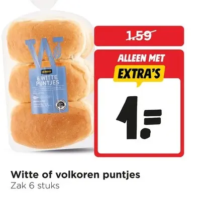 Aanbieding: Witte of volkoren puntjes