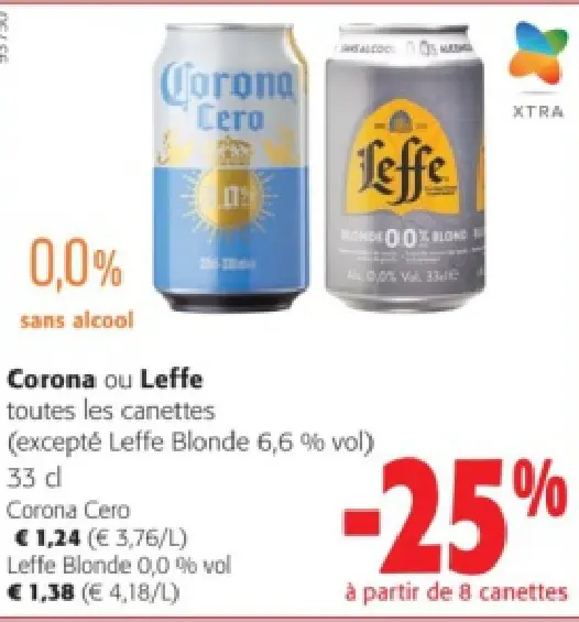 Offre: Corona Cero ou Leffe Blonde 0,0% vol