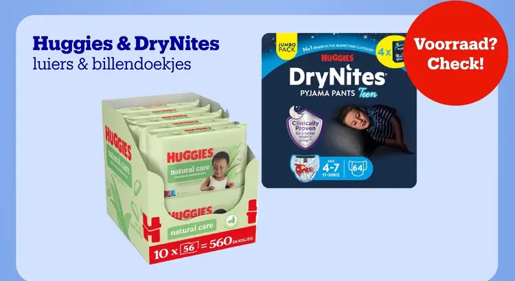 Aanbieding: Huggies & DryNites luiers & billendoekjes