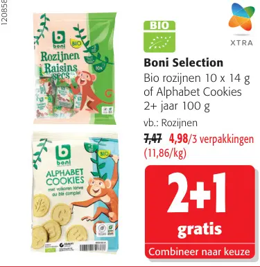 Promotie: Bio rozijnen of Alphabet Cookies 2+ jaar