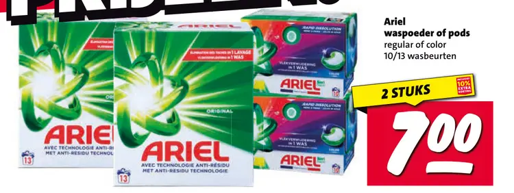 Aanbieding: Ariel waspoeder of pods