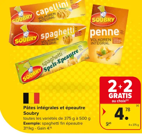 Offre: Pâtes intégrales et épeautre