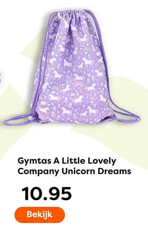 Aanbieding: Gymtas A Little Lovely Company Unicorn Dreams