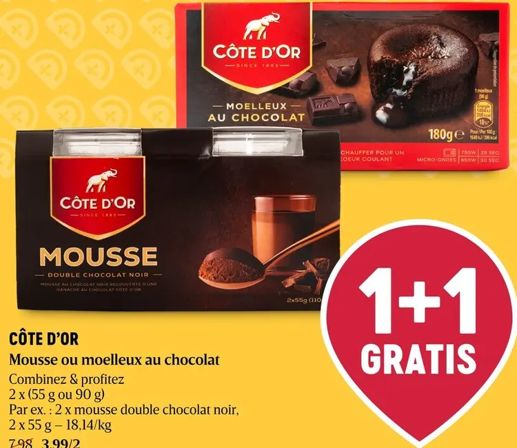 Offre: Mousse ou moelleux au chocolat