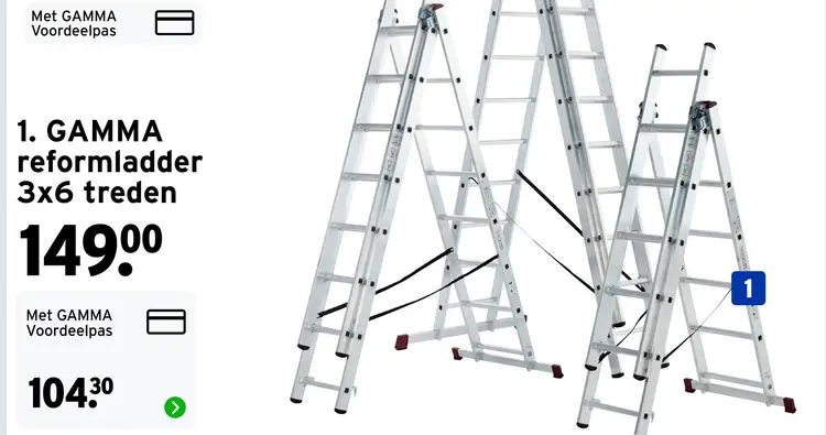 Aanbieding: GAMMA reformladder 3x6 treden