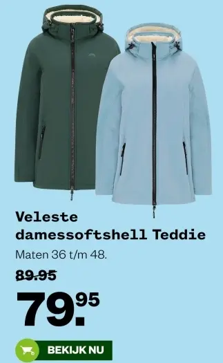 Aanbieding: Veleste damessoftshell Teddie