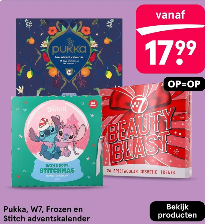 Aanbieding: Pukka, W7, Frozen en Stitch adventskalender