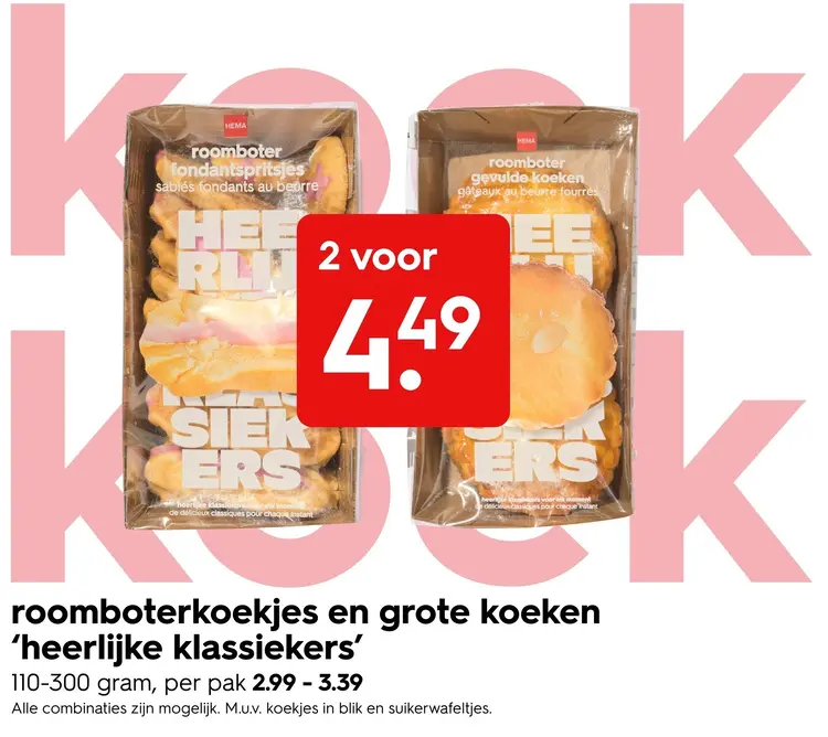 Aanbieding: roomboterkoekjes en grote koeken 'heerlijke k