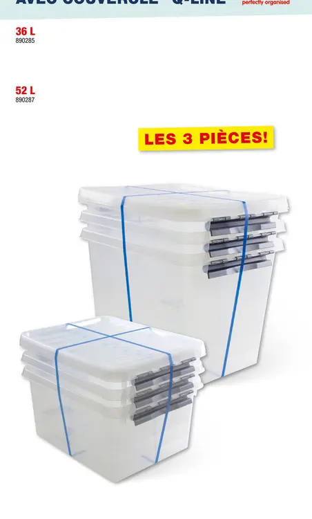 Offre: Sunware Q-Line boàte de rangement 36l transparent 3 pièces