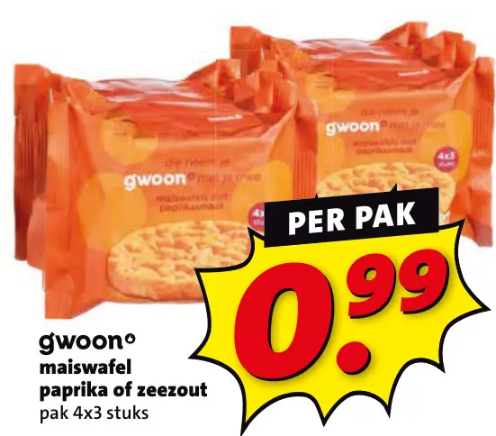 Aanbieding: Maiswafel paprika of zeezout