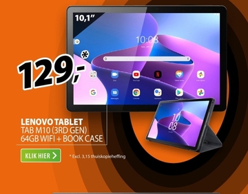 Aanbieding: Lenovo Tab M10 (3rd Gen) 64GB WiFi + Book Case & Screenprotector