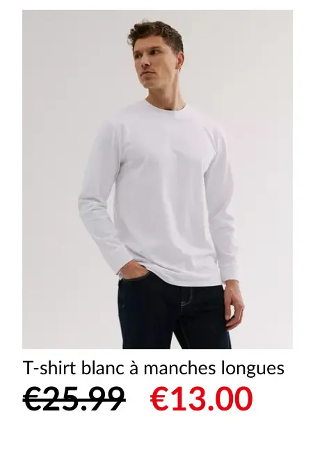Offre: T-shirt blanc à manches longues