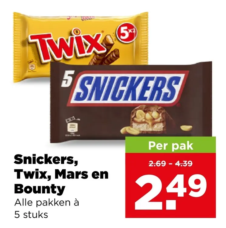 Aanbieding: Snickers, Twix, Mars en Bounty