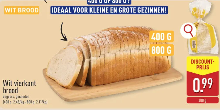 Promotie: Wit vierkant brood