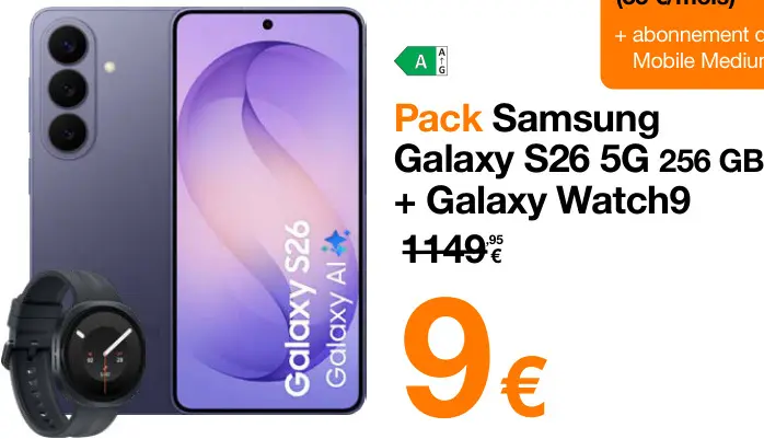 Offre: Galaxy S26 5G 256 GB + Galaxy Watch9