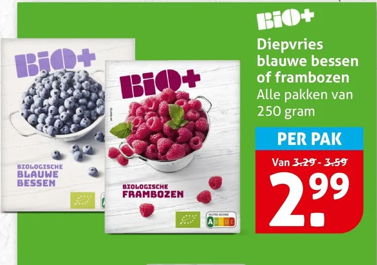 Aanbieding: Diepvries blauwe bessen of frambozen