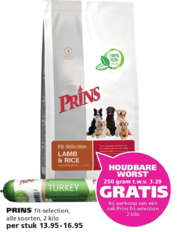 Aanbieding: Fit-selection alle soorten 2 kg + GRATIS Houdbare worst