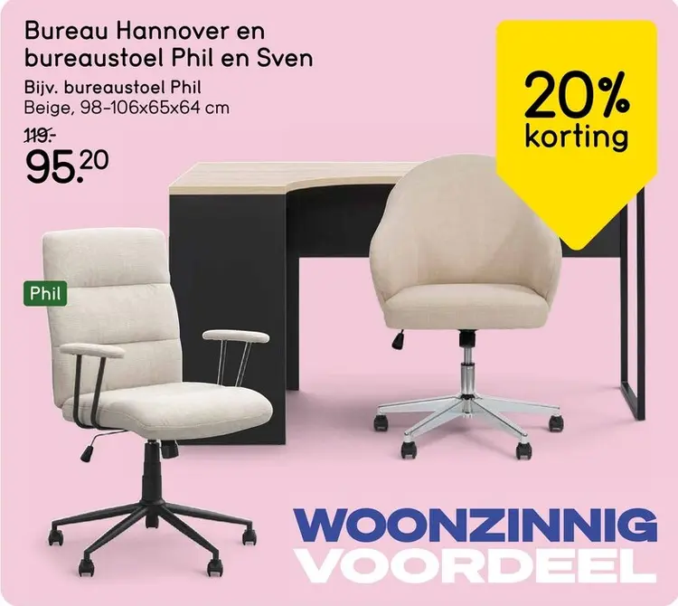 Promotie: Bureau Hannover en bureaustool Phil en Sven