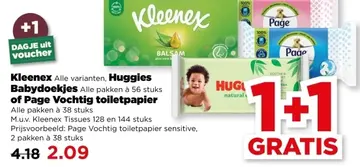 Aanbieding: Kleenex, Huggies Babydoekjes of Page Vochtig toiletpapier