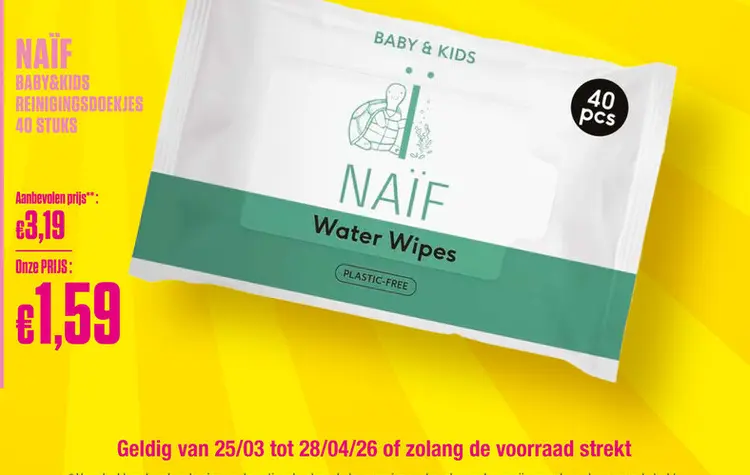 Promotie: NAÏF Water Wipes