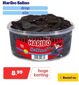 Aanbieding: Haribo Salino - drop - silo - 150 stuks à 1200g