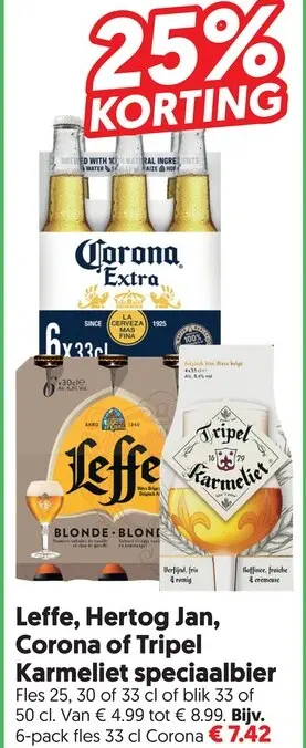 Aanbieding: Leffe, Hertog Jan, Corona of Tripel Karmeliet