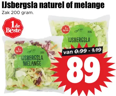 Aanbieding: IJsbergsla naturel of melange