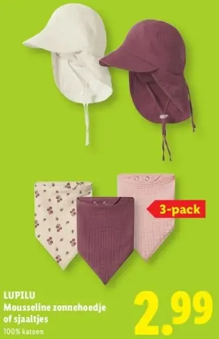 Aanbieding: Mousseline zonnehoedje of sjaaltjes
