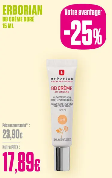 Offre: Erborian BB Crème Doré 15ml