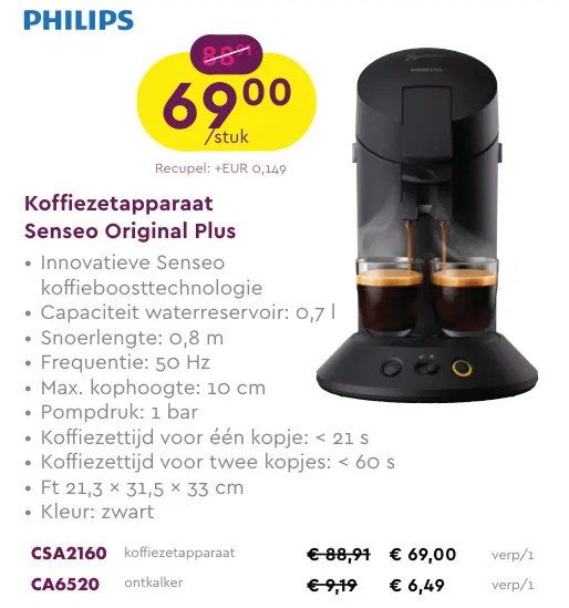Promotie: Koffiezetapparaat Senseo Original Plus