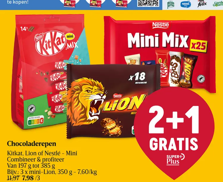 Aanbieding: Chocoladerepen Kitkat, Lion of Nestlé - Mini