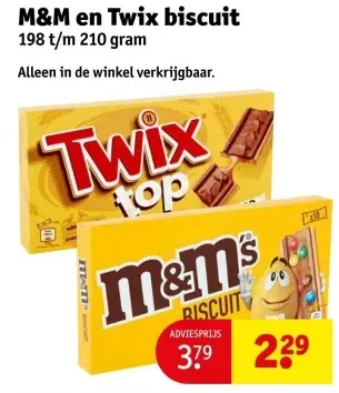 Aanbieding: M&M en Twix biscuit