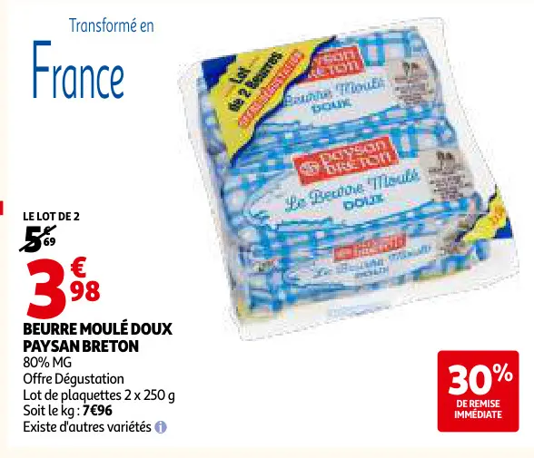 Promotie: Beurre moulé doux