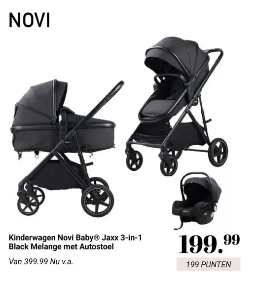 Aanbieding: Kinderwagen Novi Baby® Jaxx 3-in-1 Black Mela