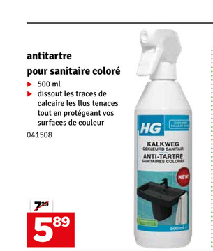 Offre: antitartre pour sanitaire coloré