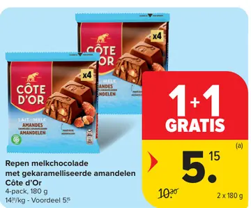 Aanbieding: Repen melkchocolade met gekaramelliseerde amandelen