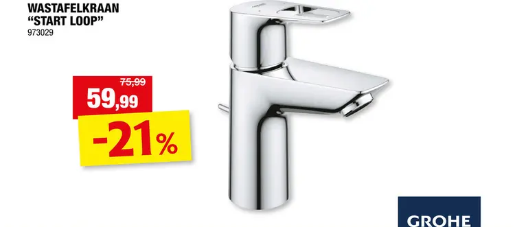 Promotie: GROHE Start Loop wastafelmengkraan met gescheiden waterwegen