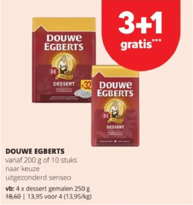 Promotie: Douwe Egberts vanaf 200 g of 10 stuks