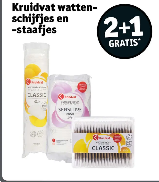 Promotie: Kruidvat wattenschijfjes en -staafjes