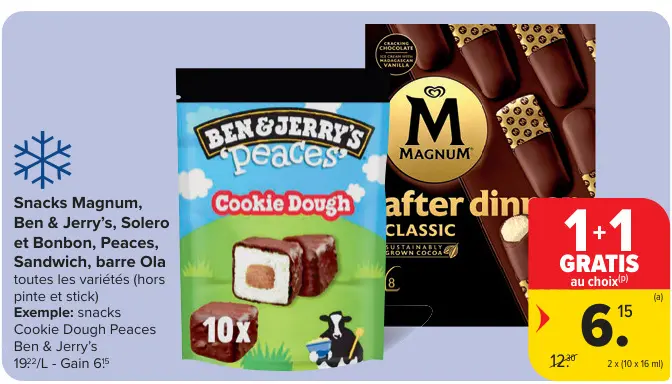 Offre: Snacks Magnum, Ben & Jerry's, Solero et Bonbo