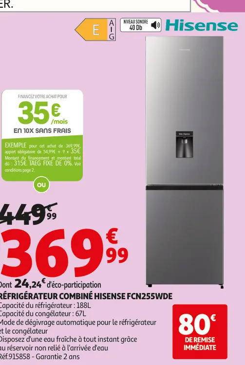 Promotie: Réfrigérateur combiné fcn255wde