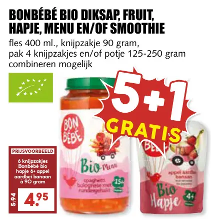 Aanbieding: Bonbébé bio diksap, fruit, hapje, menu en/of 
