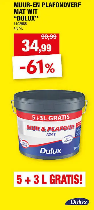 Aanbieding: Muur-en plafondverf mat wit